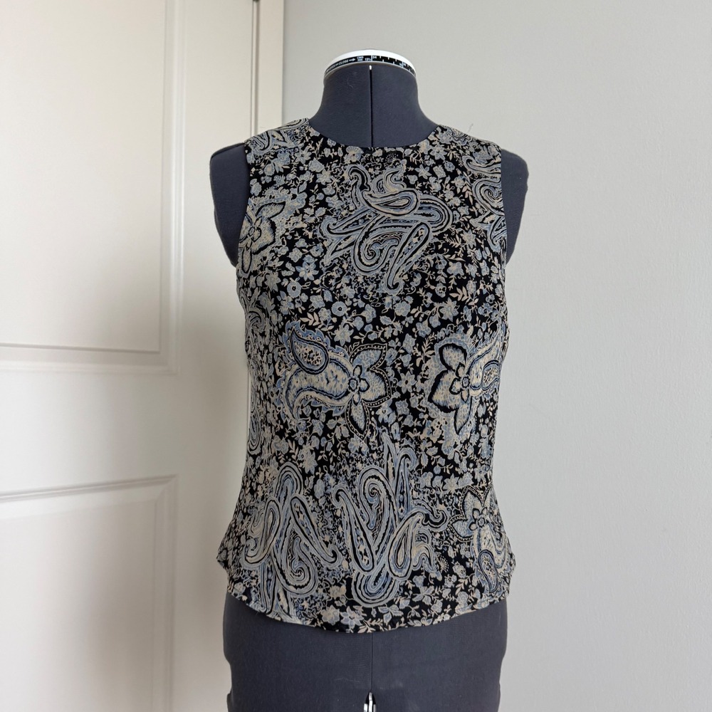 Vintage‎ 90s Ann Taylor Silk Floral Print Sleeveless Top